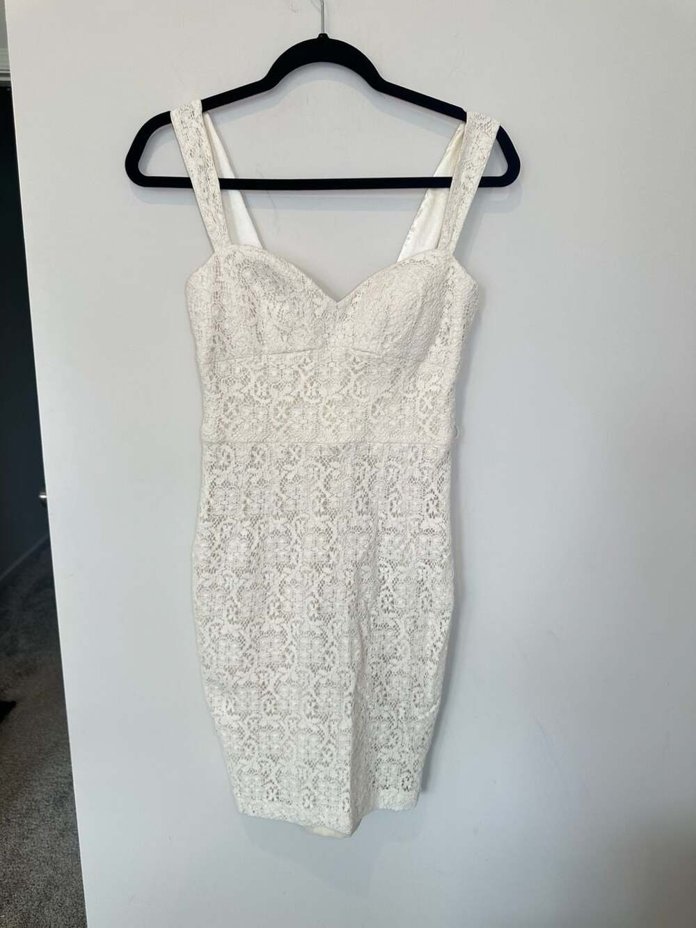 Boston Proper Lace Dress Size 2 White Cocktail Bodycon Sweetheart